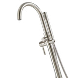 Athena Single-Handle Floor-Mounted Roman Tub Faucet with Hand Shower in Brushed Nickel