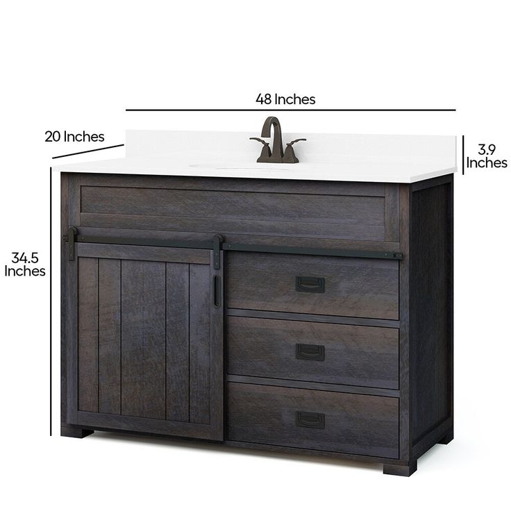 Style Selections Morriston 48-in Distressed Java Single Sink Bathroom Vanity with White Engineered Stone Top