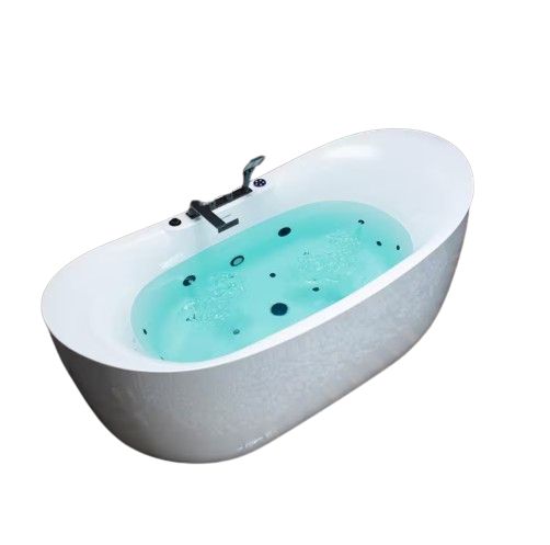 72 in. x 35 in. Acrylic Whirlpool and Air Bathtub with Inline Heater, Tub Filler, Drain and Overflow in White