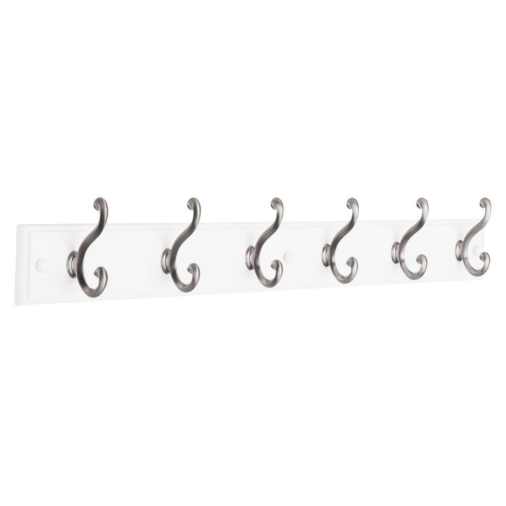 27 in. Black and Satin Nickel Scroll Hook Rack - Super Arbor