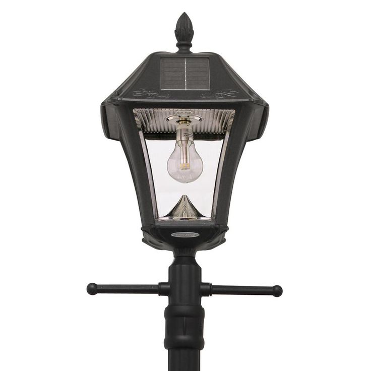 Baytown II Bulb Black Resin Solar Warm-White Outdoor Integrated LED Post Light and Lamp Post with EZ-Anchor Base