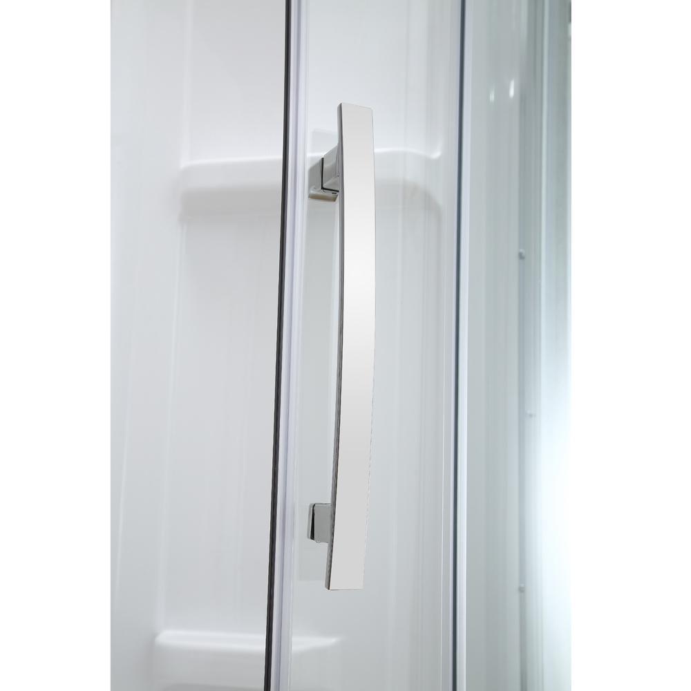 Maia 38 in. x 79.50 in. Corner Drain Corner Shower Kit in Clear and Chrome - Super Arbor