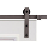 Classic Bent Strap Door Track Hardware and 36 in. White Primed MDF Raised 2 Panel Interior Sliding Barn Door - Super Arbor