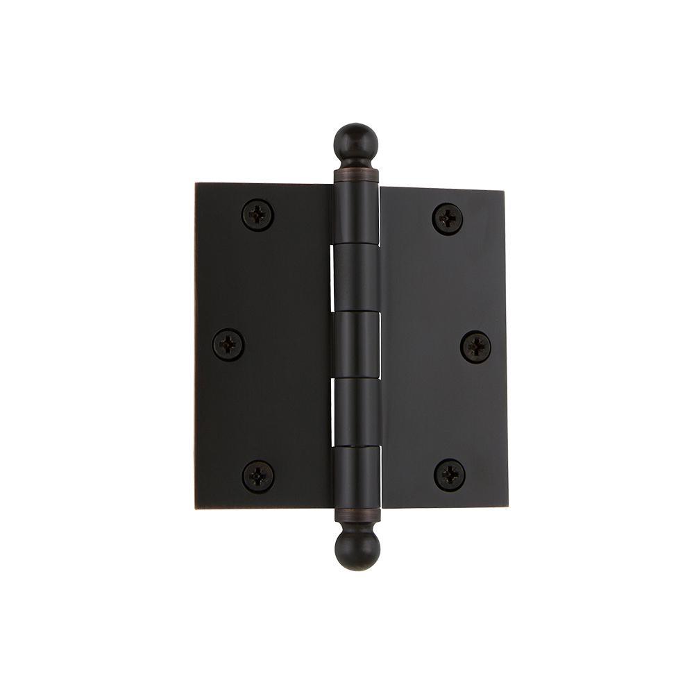 3.5 in. Antique Brass Ball Tip Residential Hinge with 5/8 in. Radius Corners - Super Arbor
