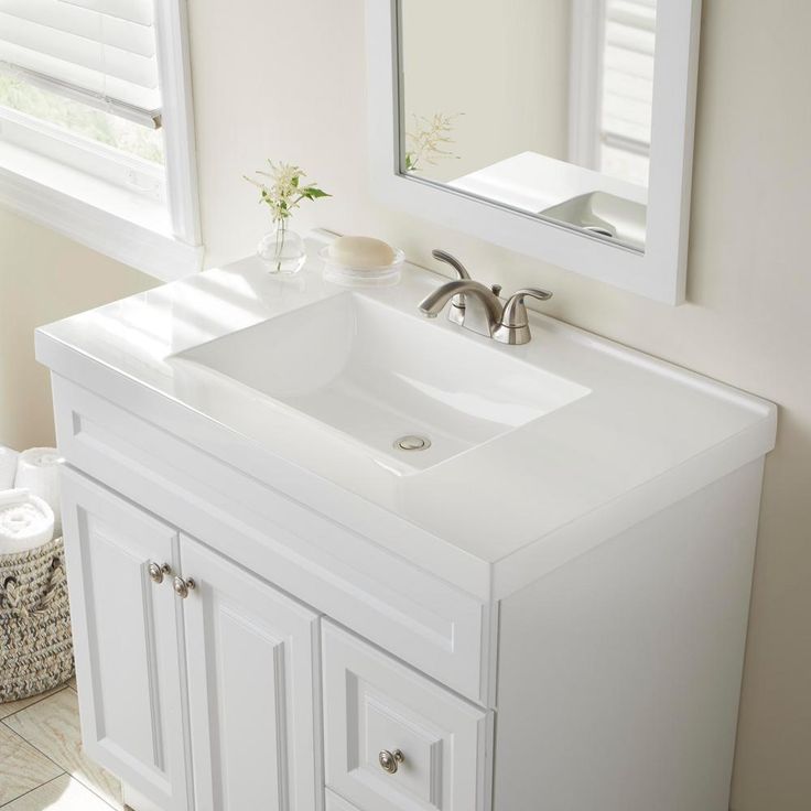 37 in. W x 22 in. D Cultured Marble Vanity Top in White with White Sink