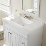 37 in. W x 22 in. D Cultured Marble Vanity Top in White with White Sink