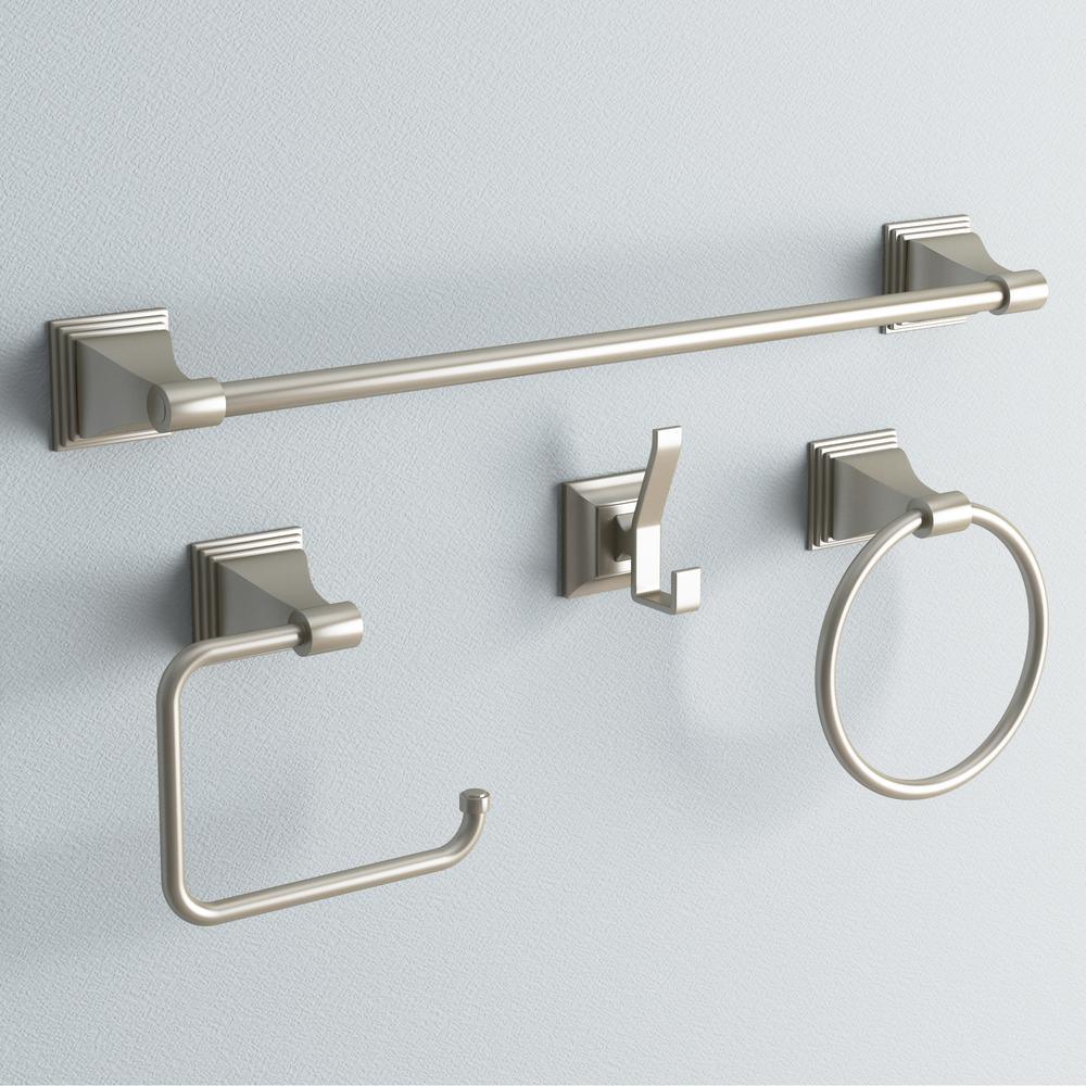 Leonard Collection 4-Piece Bathroom Hardware Kit in Satin Nickel - Super Arbor