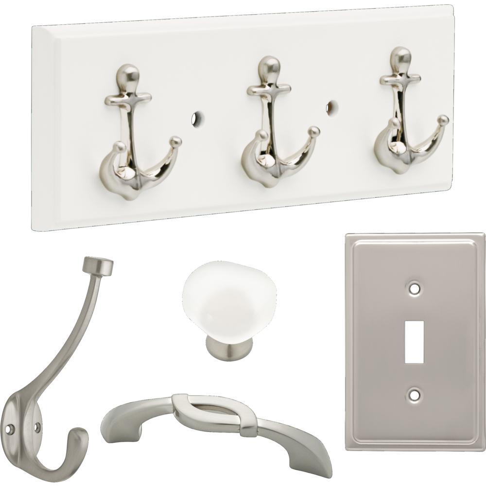1-1/2 in. (38mm) Satin Nickel and Natural Aqua Sea Glass Cabinet Knob (10-Pack) - Super Arbor