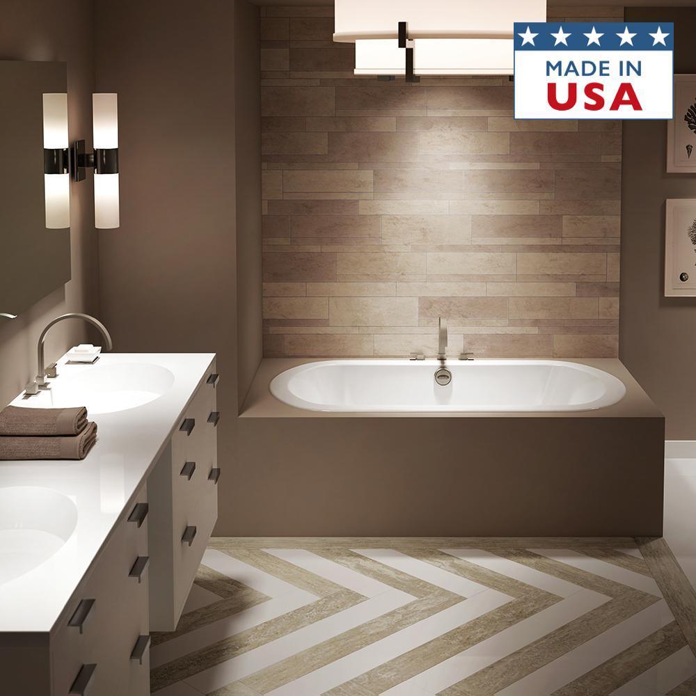 ANZA 60 in. x 42 in. Acrylic Oval Drop-in Center Drain Soaking Bathtub in White - Super Arbor