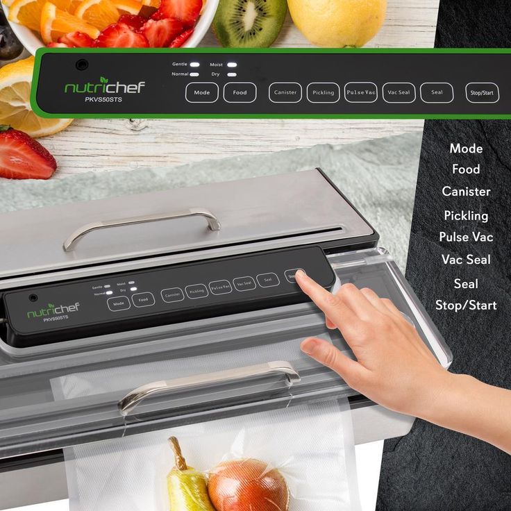 White Kitchen Pro Stainless Steel Food Vacuum Sealer System - Countertop Electric Air Seal Preserver with Air Vac Bags
