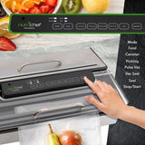 White Kitchen Pro Stainless Steel Food Vacuum Sealer System - Countertop Electric Air Seal Preserver with Air Vac Bags