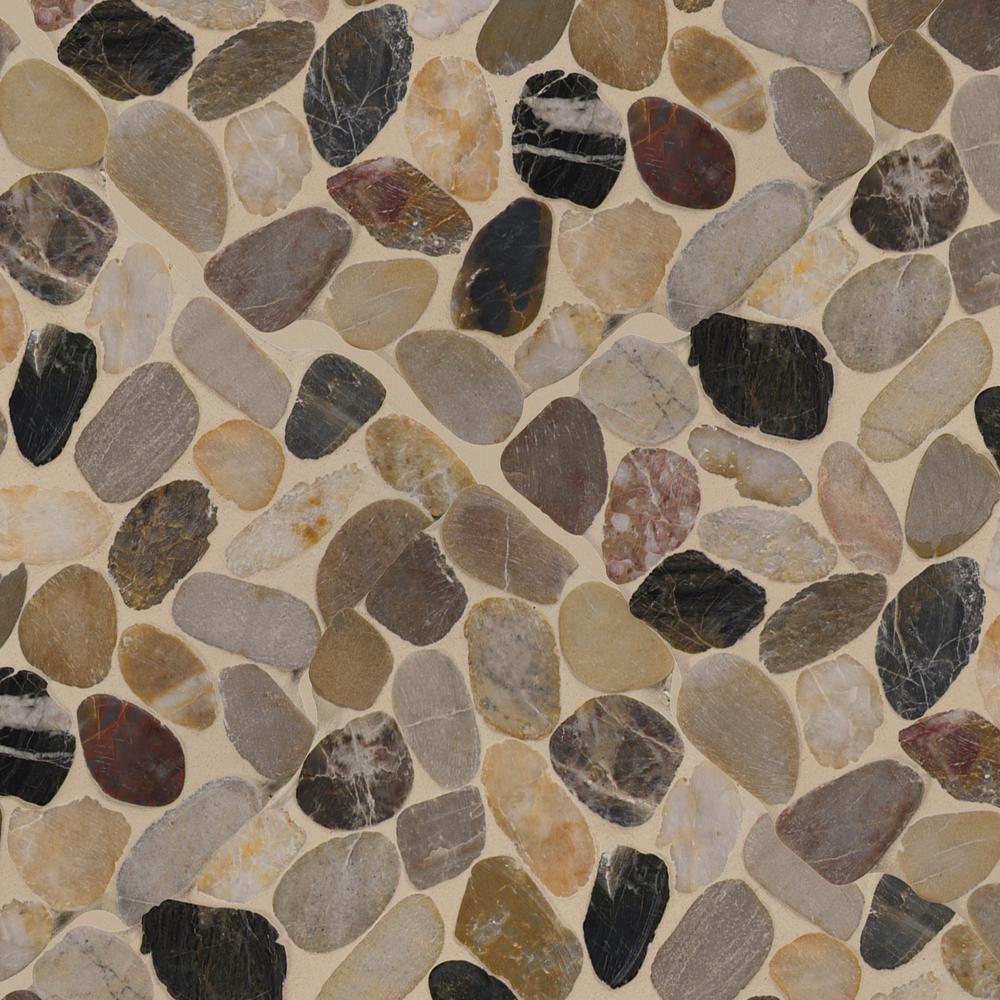 MSI Mix River Rock 12 in. x 12 in. x 10 mm Tumbled Marble Mesh-Mounted Mosaic Tile (10 sq. ft. / case)