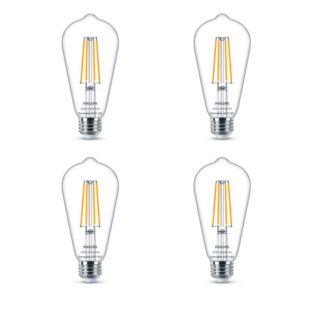 Soft White ST19 LED 40-Watt Equivalent Dimmable Smart Wi-Fi Wiz Connected Wireless Light Bulb (4-Pack) - Super Arbor