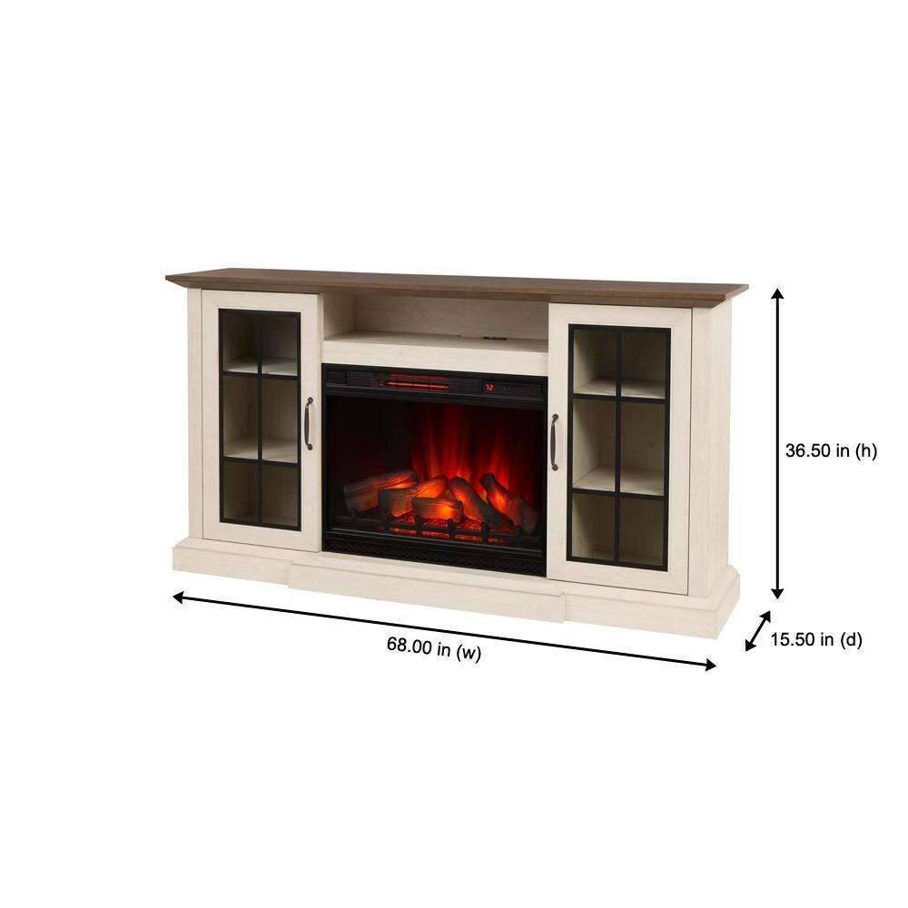 Vinegate 68 in. Freestanding Media Console Electric Fireplace in White - Super Arbor
