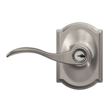 Schlage F51 Accent/Camelot Accent with Camelot Satin Nickel Reversible Keyed Entry Door Handle