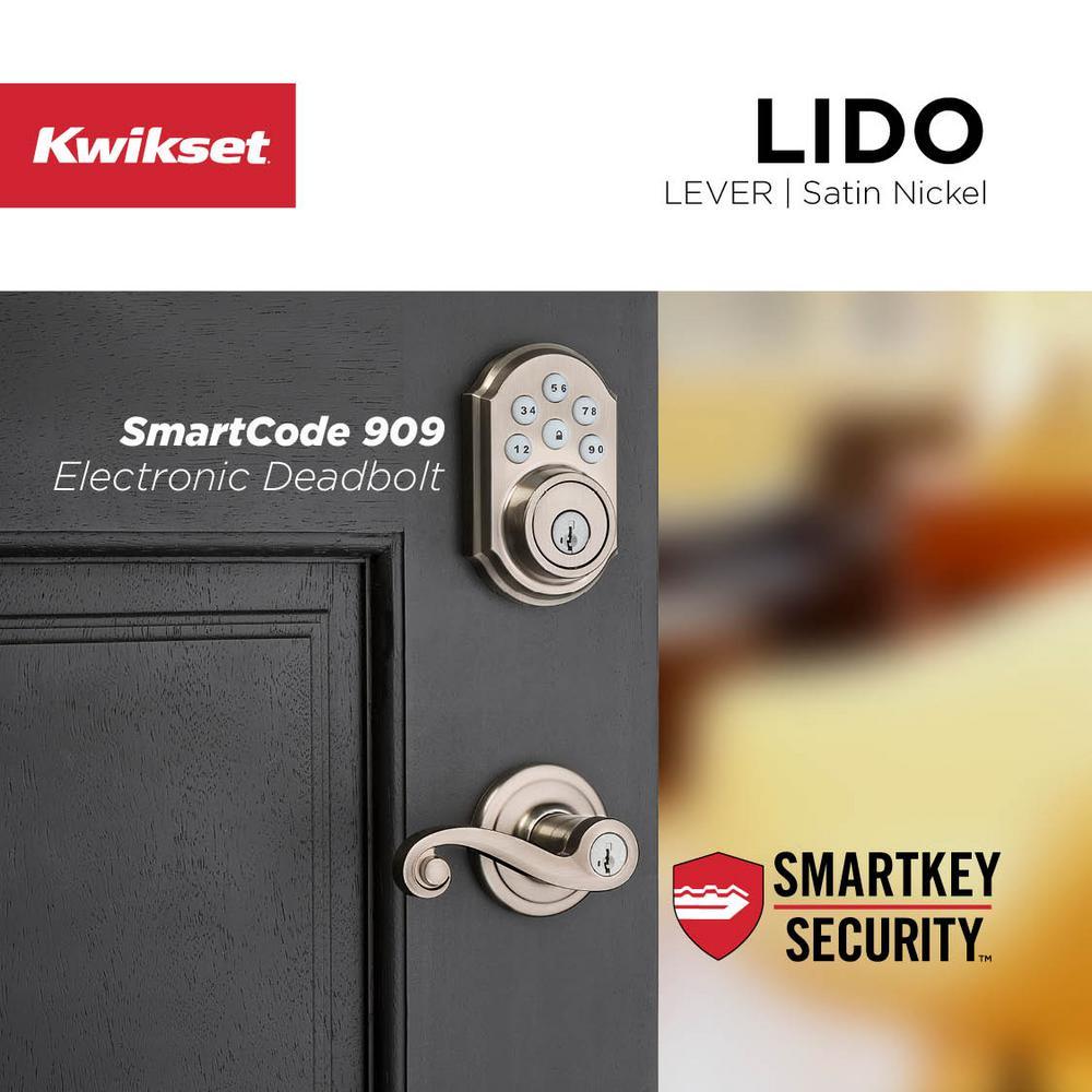 Lido Satin Nickel Exterior Entry Door Lever featuring SmartKey Security - Super Arbor
