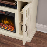 Edenfield 48 in. Freestanding Infrared Electric Fireplace TV Stand in Aged White - Super Arbor