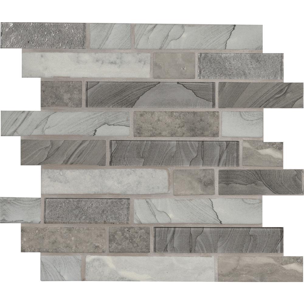 Tarvos Interlocking 11.81 in. x 11.81 in. x 6 mm Glass Mesh-Mounted Mosaic Tile (14.55 sq. ft. / case) - Super Arbor