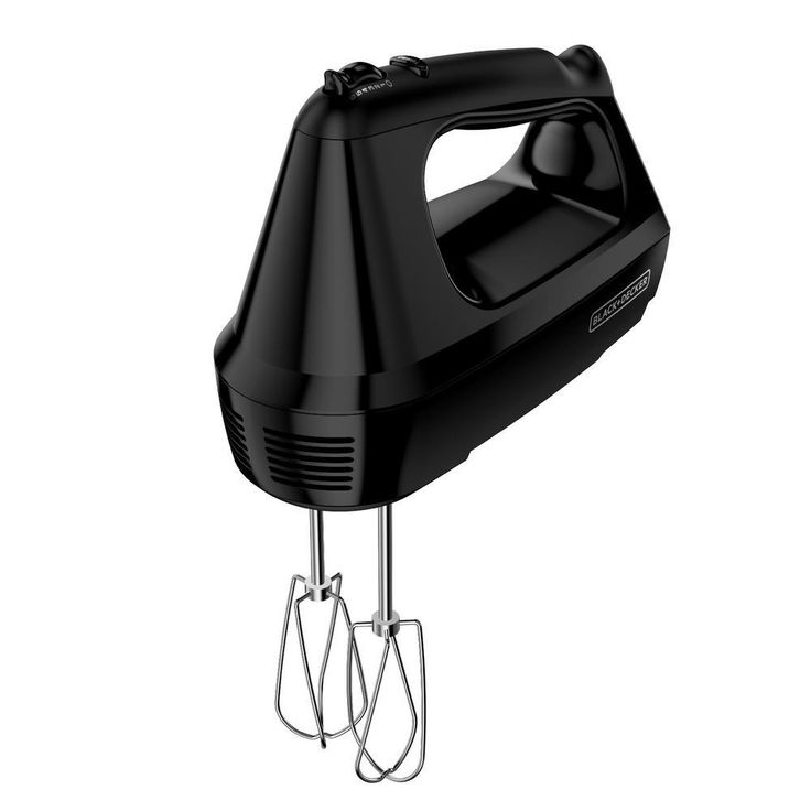 6-Speed Black Hand Mixer with 2 Wire Beaters, 2 Dough Hooks and Storage Case