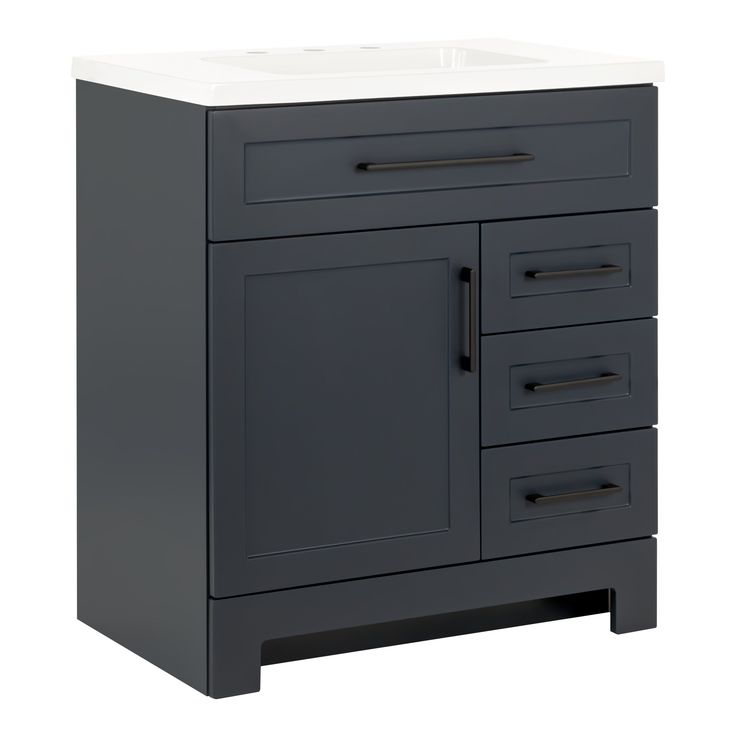 Style Selections Cauley 30-in Deep Blue Single Sink Bathroom Vanity with White Cultured Marble Top