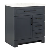Style Selections Cauley 30-in Deep Blue Single Sink Bathroom Vanity with White Cultured Marble Top