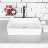 Vessel Vanity Sink Art Basin 21 in. x 13.5 in. Bathroom Rectangle Above in White Porcelain Ceramic - Super Arbor