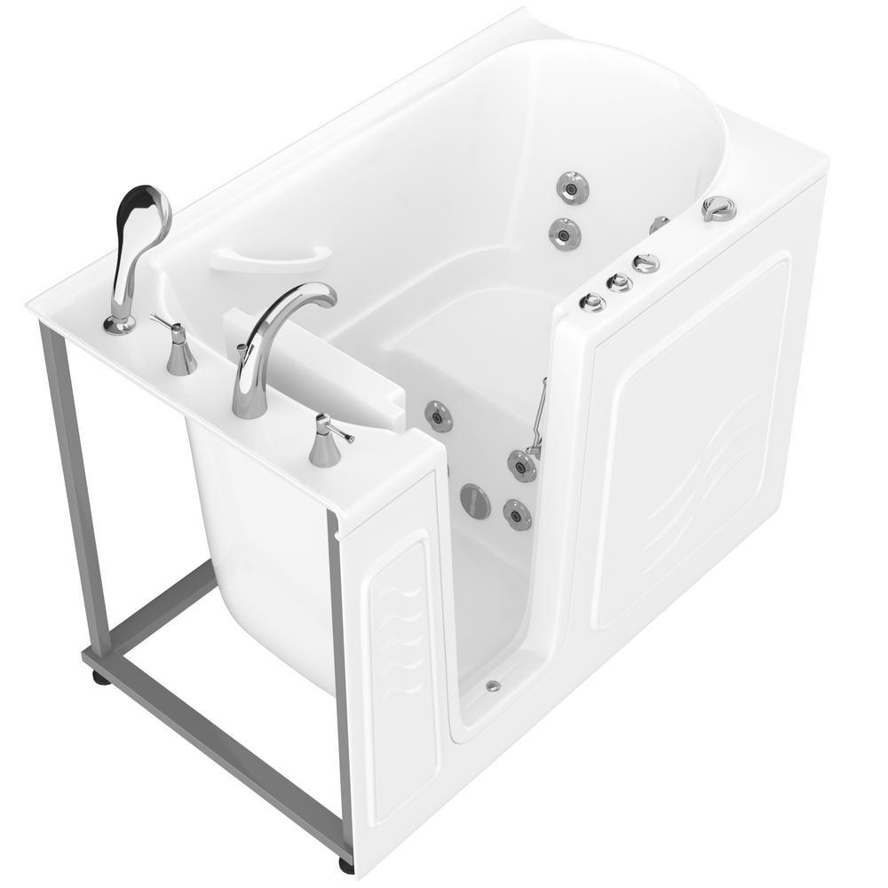 HD Series 53 in. Left Drain Quick Fill Walk-In Whirlpool Bath Tub with Powered Fast Drain in White - Super Arbor