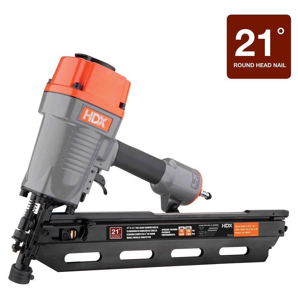 Pneumatic 21-Degree 3-1/2 in. Full Round Head Framing Nailer - Super Arbor