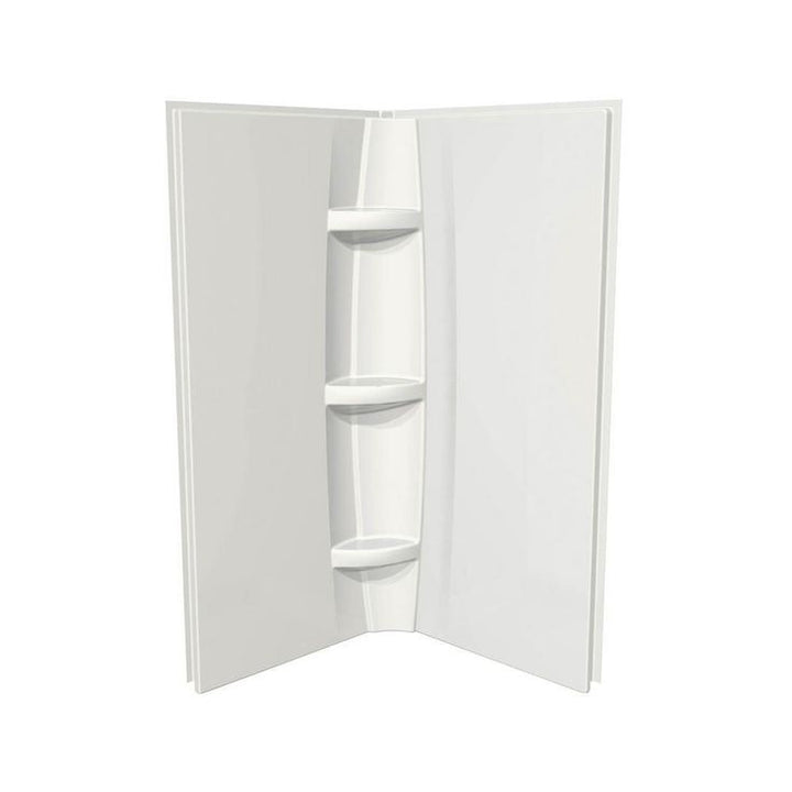 Acrylic 40 in. 40 in. x 72 in. 2-Piece Direct-to-Stud Corner Shower Surround Kit in White