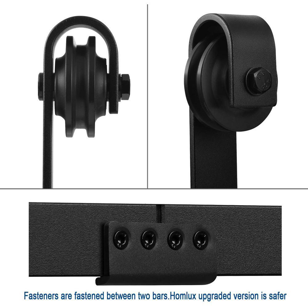 6 ft./72 in. Black Steel Bent Strap Sliding Barn Door Track and Hardware Kit for Single Door with Floor Guide - Super Arbor