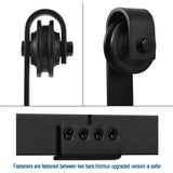 6 ft./72 in. Black Steel Bent Strap Sliding Barn Door Track and Hardware Kit for Single Door with Floor Guide - Super Arbor