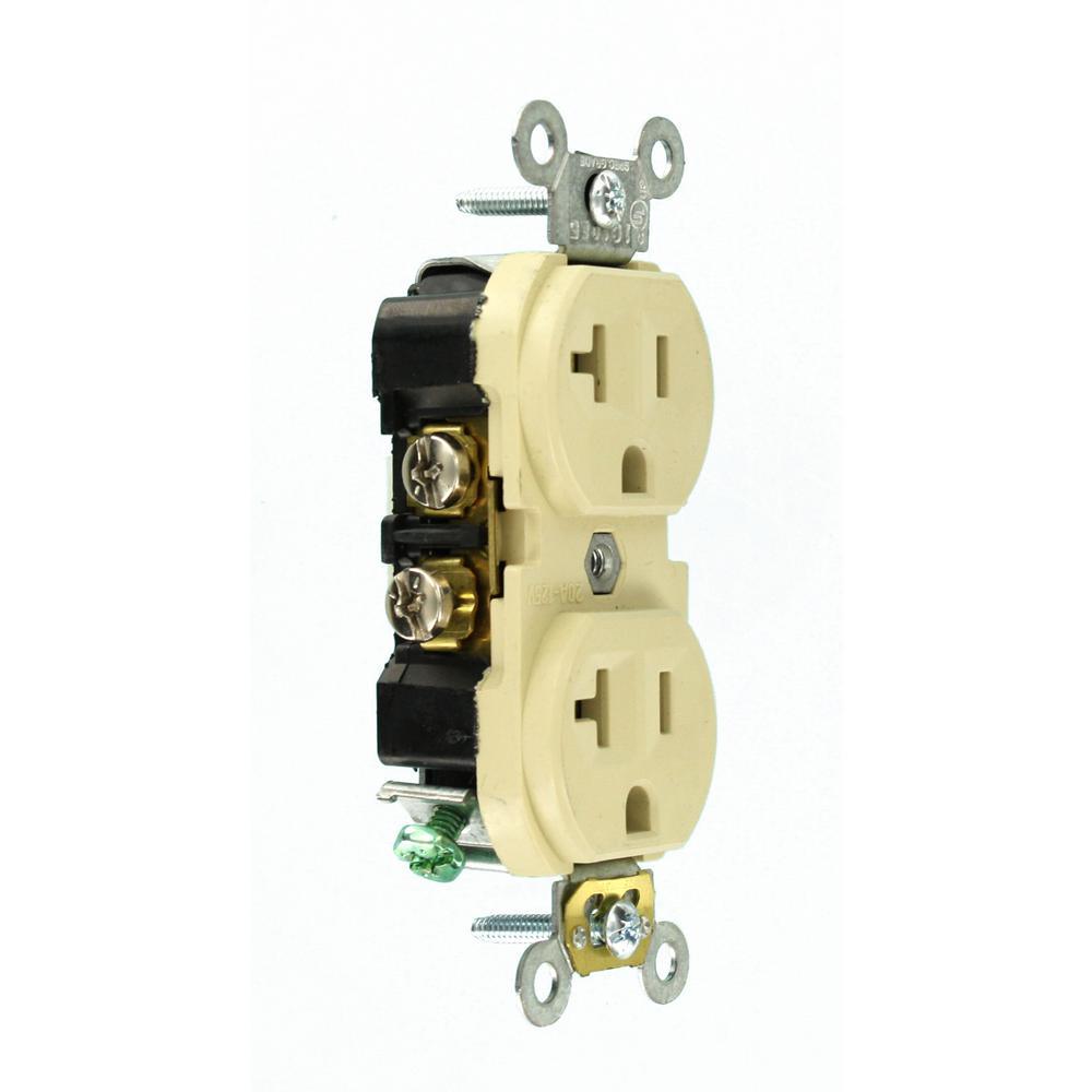 20 Amp Commercial Grade Duplex Outlet, Ivory - Super Arbor