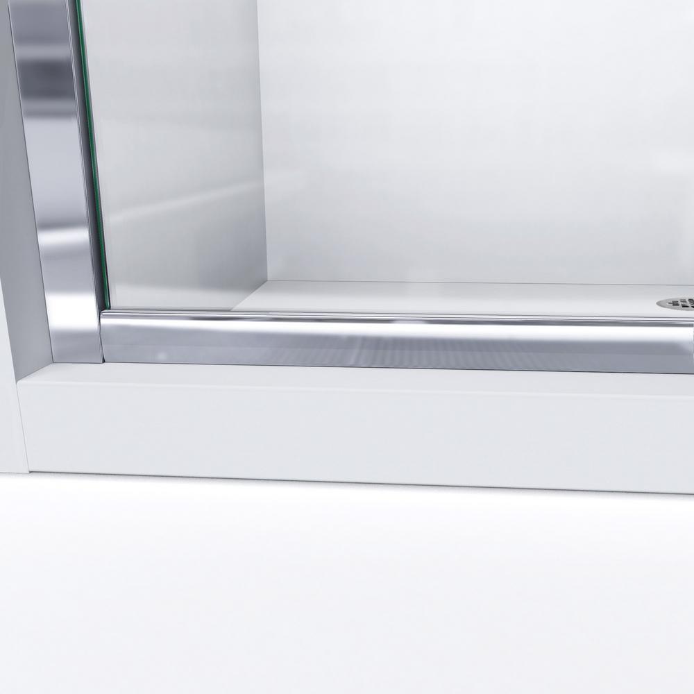 Infinity-Z 56 to 60 in. x 72 in. Semi-Frameless Sliding Shower Door in Brushed Nickel - Super Arbor