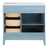 Chennai 37 in. W Single Vanity in Blue Wash with Engineered Stone Vanity Top in Crystal White with White Sink - Super Arbor