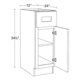 Home Decorators Collection Newport 12 in. W x 24 in. D x 34.5 in. H Assembled Plywood Base Kitchen Cabinet in Pearl Gray with Soft Close RH
