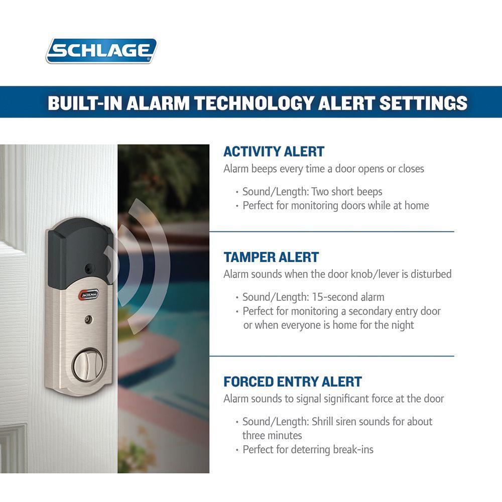 Camelot Satin Nickel Connect Z-Wave Plus Smart Deadbolt and Camelot Handleset with Accent Lever with Camelot Trim - Super Arbor