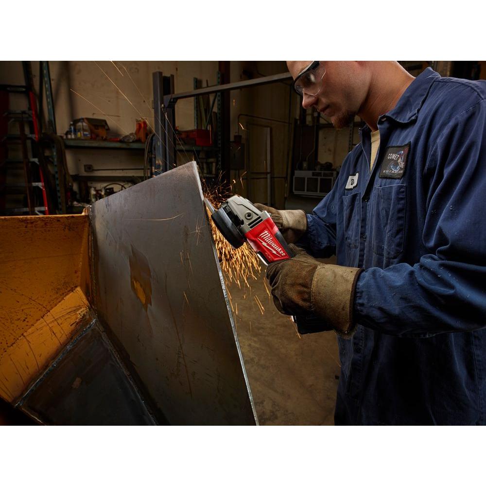 M18 FUEL 18-Volt 4-1/2 in./5 in. Lithium-Ion Brushless Cordless Grinder with Paddle Switch with Bandsaw and Batteries