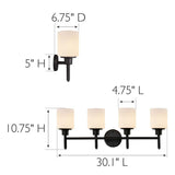 Aubrey 4-Light Matte Black Vanity Light