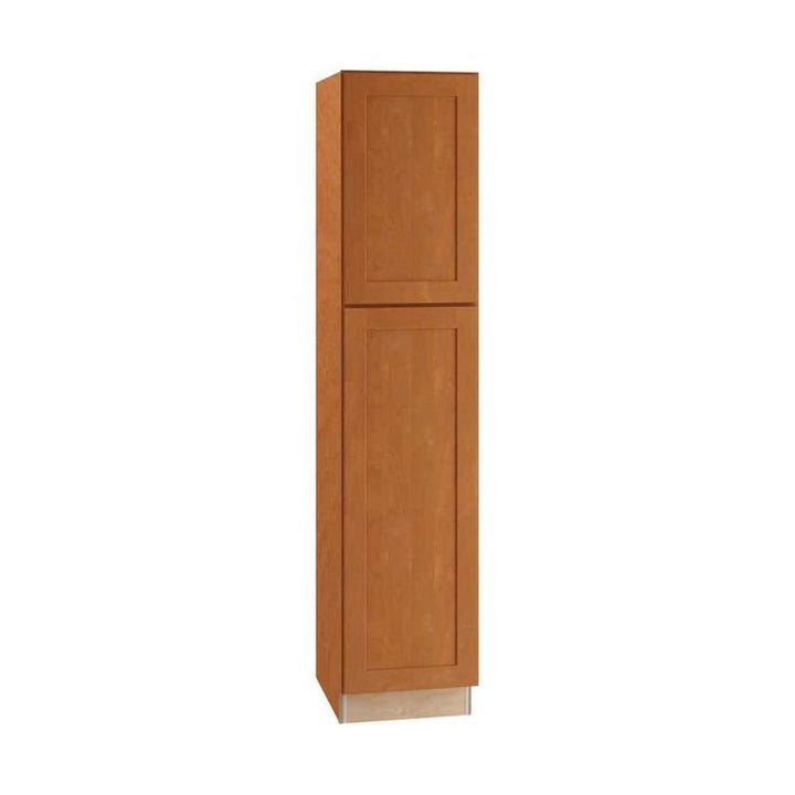 Home Decorators Collection Newport 18 in. W x 24 in. D x 84 in. H Assembled Plywood Pantry Kitchen Cabinet in Cinnamon with 4ROT Soft Close RH
