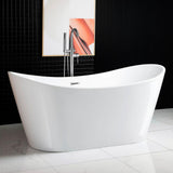 Ravella 67 in. Acrylic Flat Bottom Double Slipper Soaking Bathtub with Chrome Drain and Overflow Included in White - Super Arbor