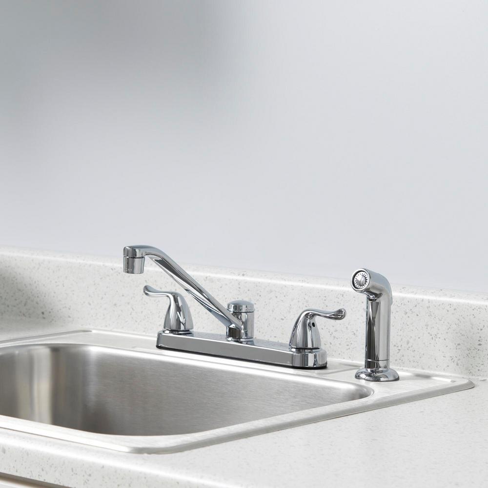 Constructor 2-Handle Standard Kitchen Faucet with Side Sprayer in Chrome - Super Arbor
