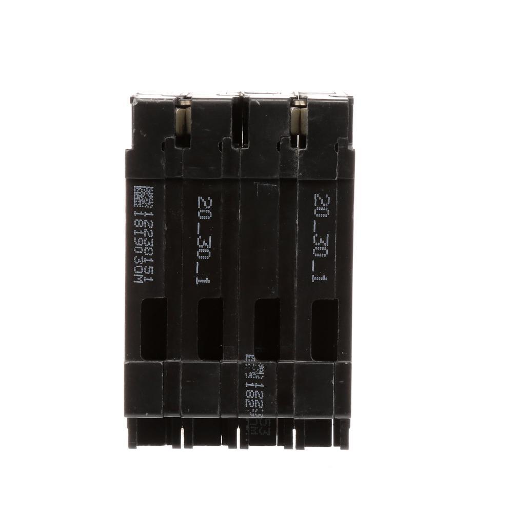 Triplex 2-Outer 20 Amp Single-Pole and 1-Inner 30 Amp Double-Pole Circuit Breaker