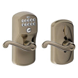 Plymouth Bright Brass Electronic Door Lock with Flair Door Lever Featuring Flex Lock - Super Arbor