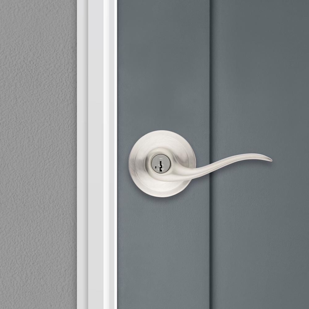 Tustin Satin Nickel Entry Door Lever featuring SmartKey Security - Super Arbor
