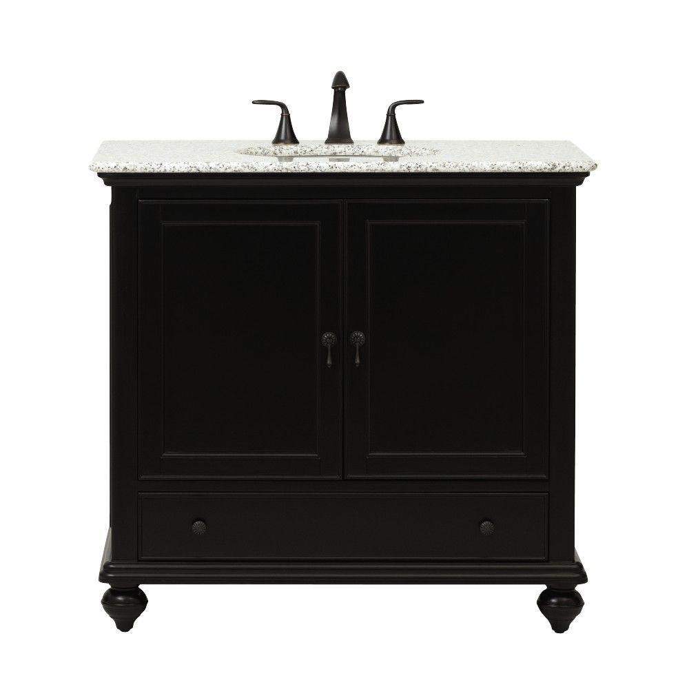Newport 31 in. W x 21-1/2 in. D Bath Vanity in Pewter with Granite Vanity Top in Grey - Super Arbor