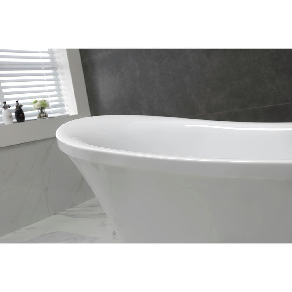 Ruby 65 in. Acrylic Double Slipper Flatbottom Freestanding Bathtub in White - Super Arbor