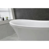 Ruby 65 in. Acrylic Double Slipper Flatbottom Freestanding Bathtub in White - Super Arbor