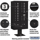 3400 Series Black Mount 4C Pedestal Mailbox with 20 MB1 Doors/2 PL - Super Arbor
