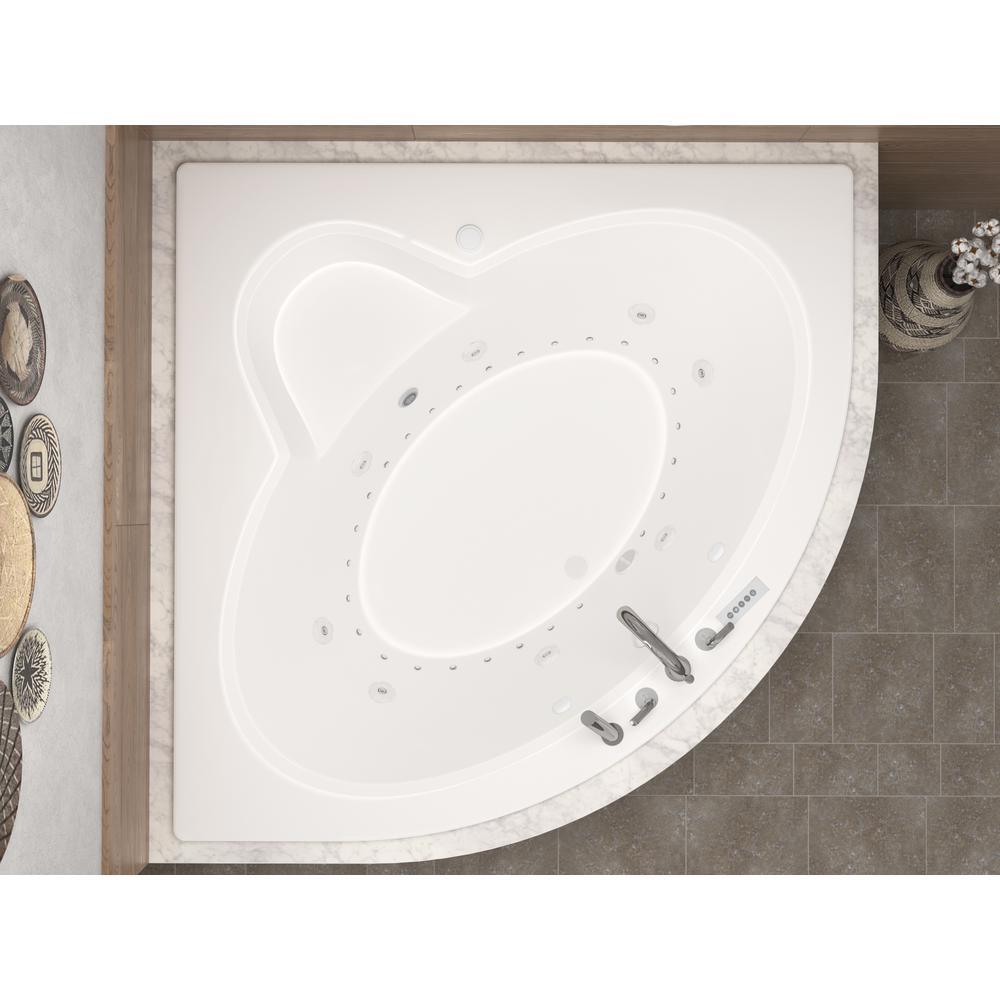Jasper Diamond 5 ft. Acrylic Corner Drop-in Air and Whirlpool Bathtub in White - Super Arbor