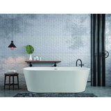 Bordeaux 54 in. Acrylic Flatbottom Freestanding Bathtub in White - Super Arbor